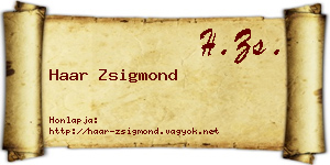 Haar Zsigmond névjegykártya